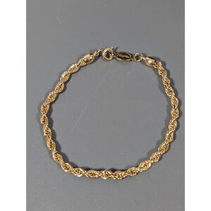 Vintage Napier Gold Tone Rope Chain Bracelet 7 inch Classic